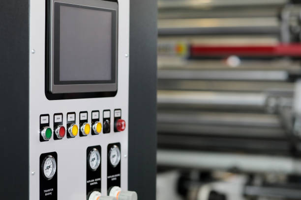 Control panel of PLC controlled laminating machine.