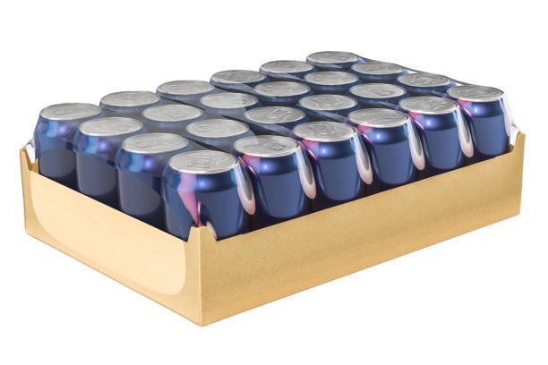 Package of metallic drink cans in shrink film