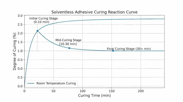 Solventless adhesive curing reaction curve