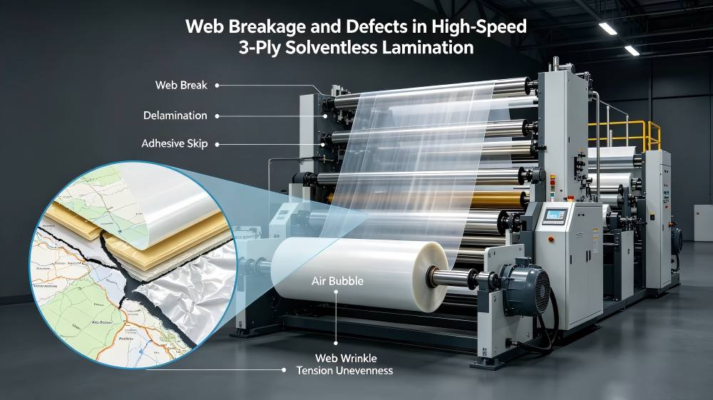 Web Breakage and Defects in High-Speed 3-Ply Solventless Lamination
