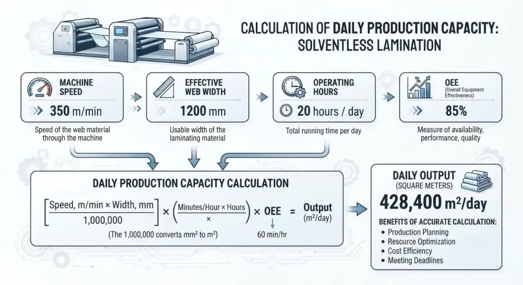 how to calculate solventless laminating machine daily production capacity