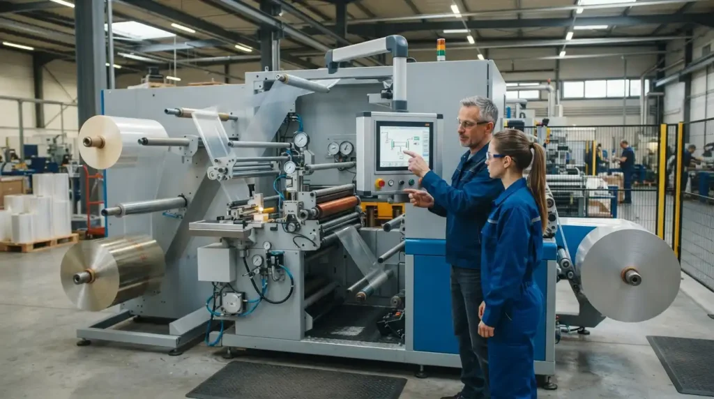 solventless laminating machine training session