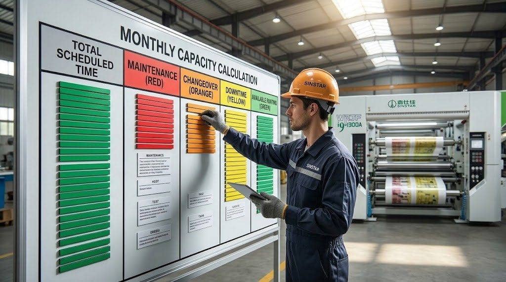 Calculate monthly available production capacity